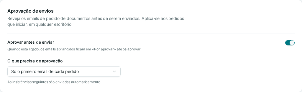 Aprovação de envios